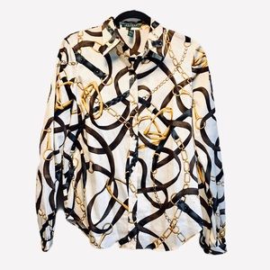 Ralph Lauren Cotton Horsebit Equestrian Blouse